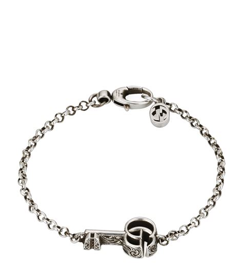 gucci 070|Double G Key Bracelet In 925 Sterling Silver.